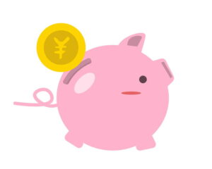 豚の貯金箱とお金のイラスト